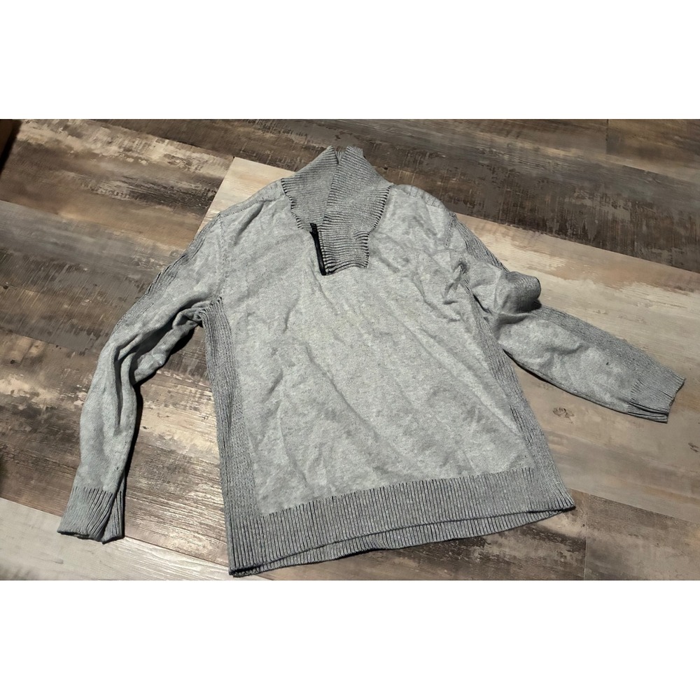 INC International Concepts Womens XL Gray Quarter Zip Ribbed Knit Sweater
